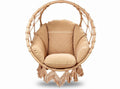 Cotton macrame hammock chair with tassels for indoor or outdoor use