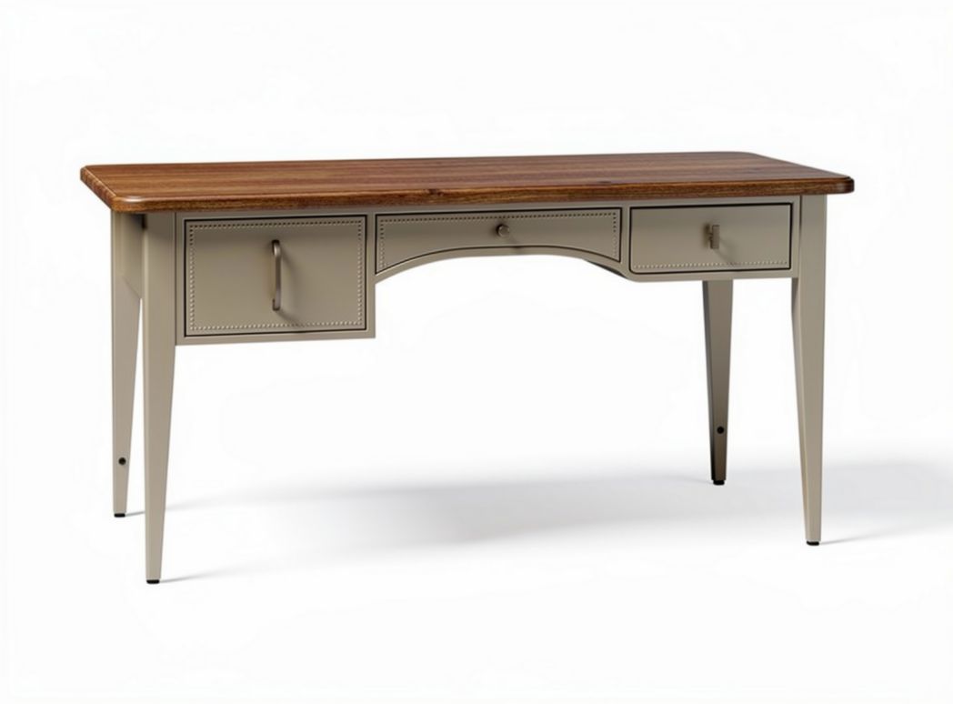 Metal desk with drawers in light gray finish 150 x 60 x 75cm