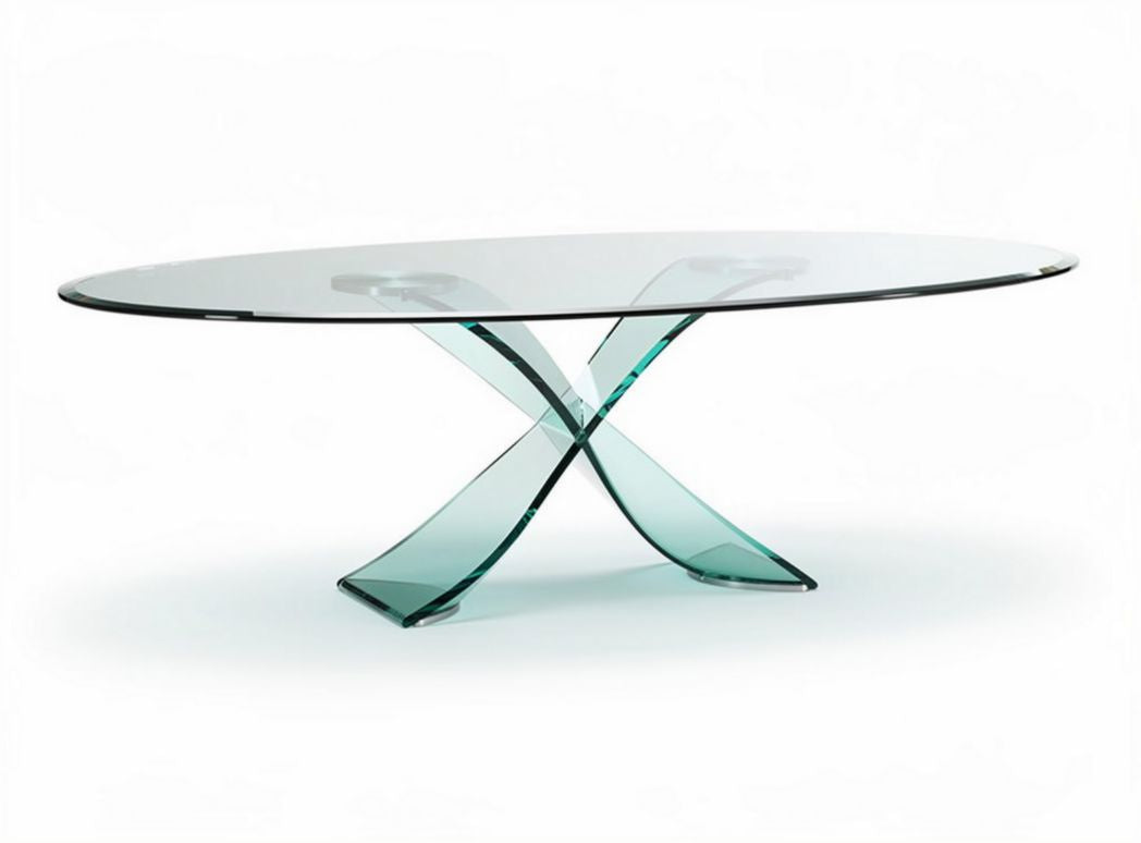 Clear glass dining table for modern interiors 200 x 100 x 75cm