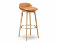 Bar stool with leather seat and wooden legs 43 x 43 x 95cm
