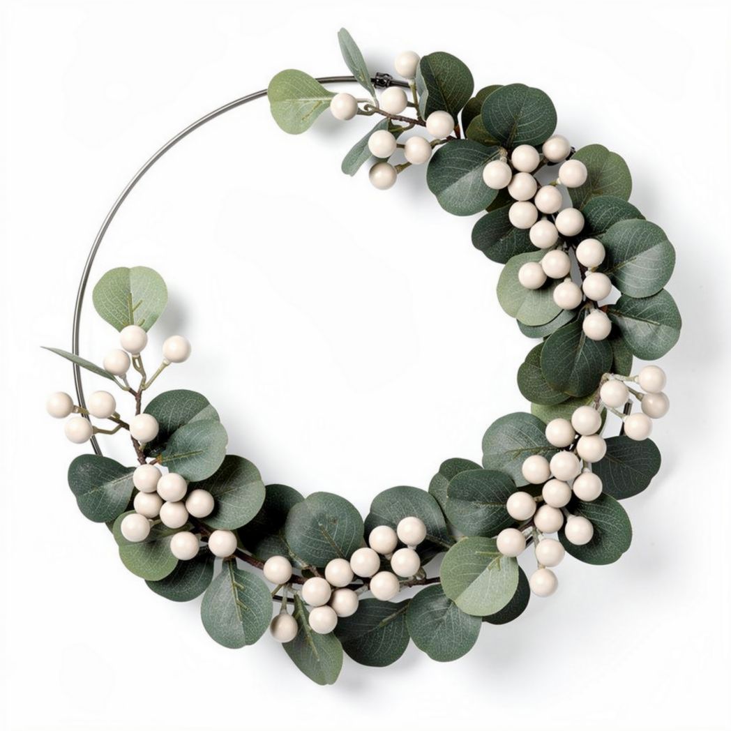 Artificial green foliage wreath for home decoration 30 x 30 x 10cm