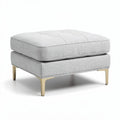 Gray upholstered ottoman with tufted design and metal legs 80 x 80 x 40cm
